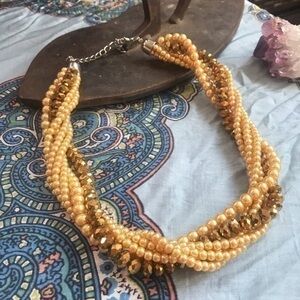 Beautiful Multi Strand Pearl And Stone Necklace!